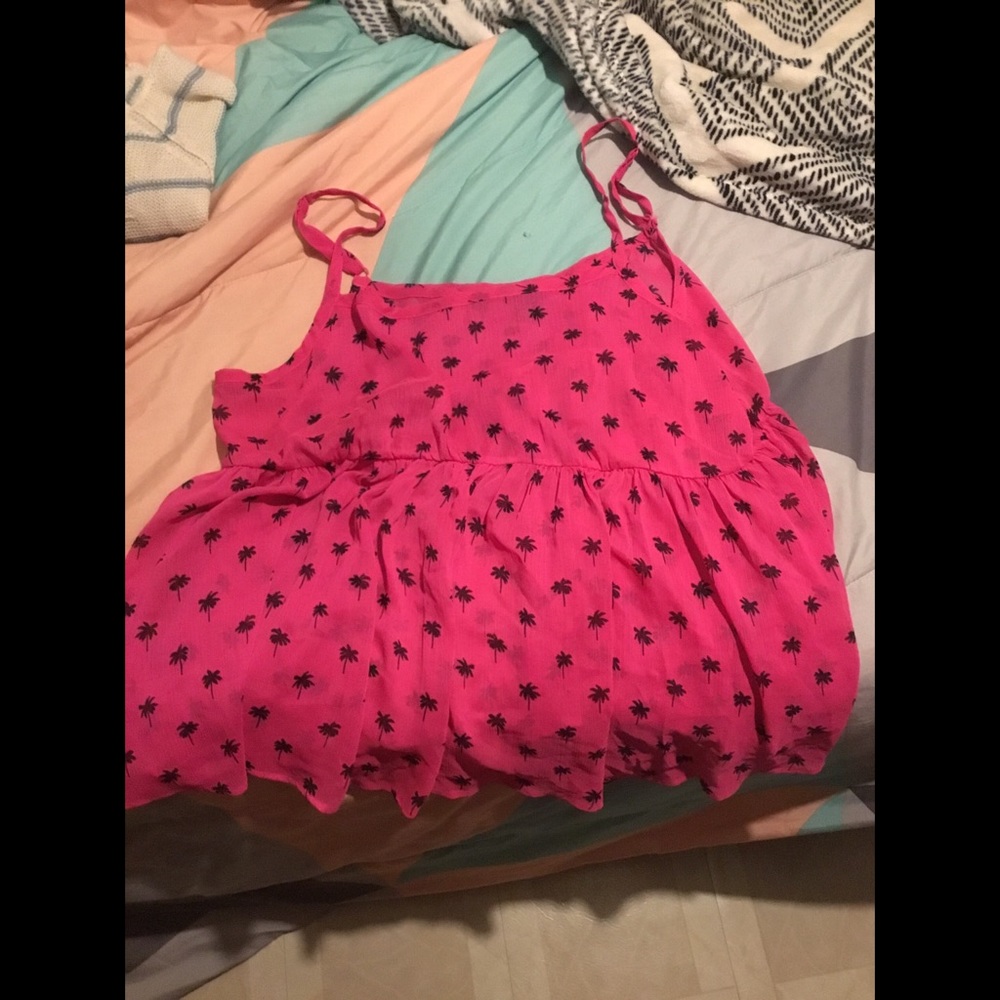 Torrids Pink Tank Top With Palm Trees